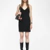 Zadig & Voltaire Stella Sleeveless Black Embellished Mini Dress Black