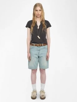 Zadig & Voltaire Tuni Henley T-shirt Dark Chocolate