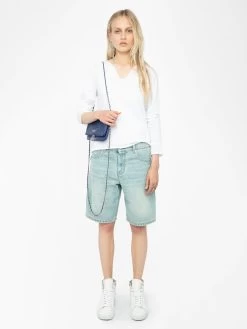 Zadig & Voltaire White Henley Fishnet T Shirt White