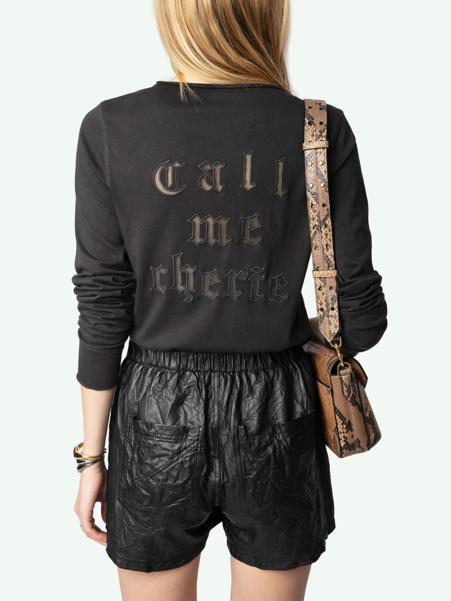 Zadig & Voltaire Henley Fishnet T-shirt Carbone - Image 5