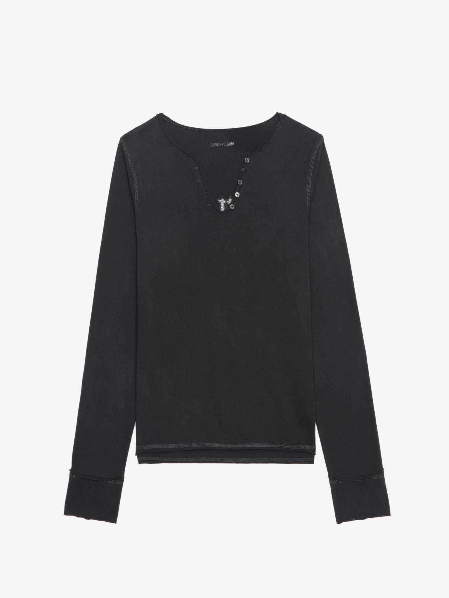 Zadig & Voltaire Henley Fishnet T-shirt Carbone - Image 6