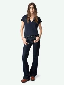 Zadig & Voltaire Henley Diamanté T-shirt Encre