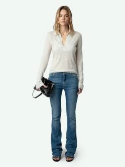 Zadig & Voltaire Sally Diamante Cashmere Sweater Neige