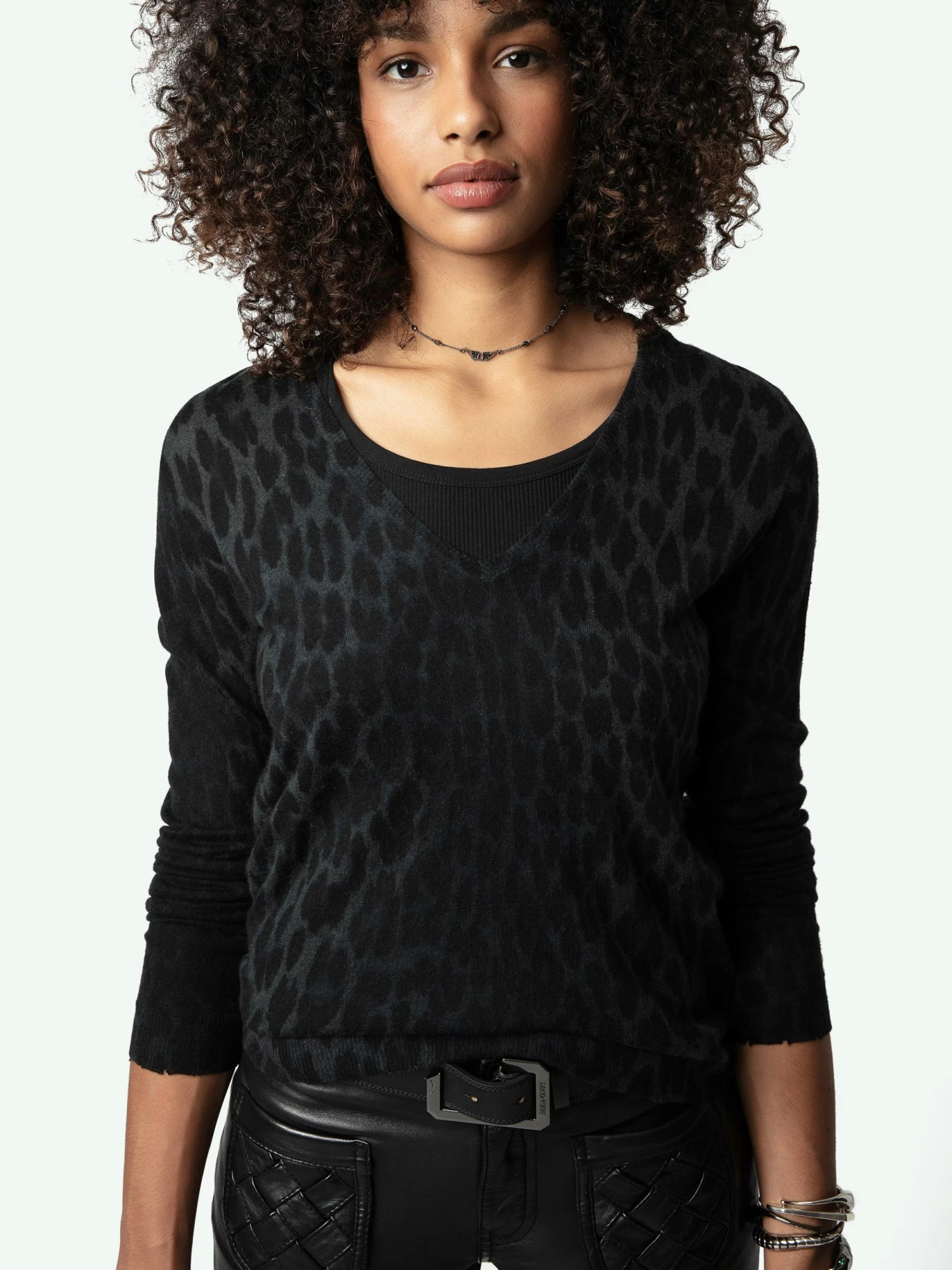 Zadig & Voltaire Rivy Leopard Cashmere Sweater Peaks - Image 5