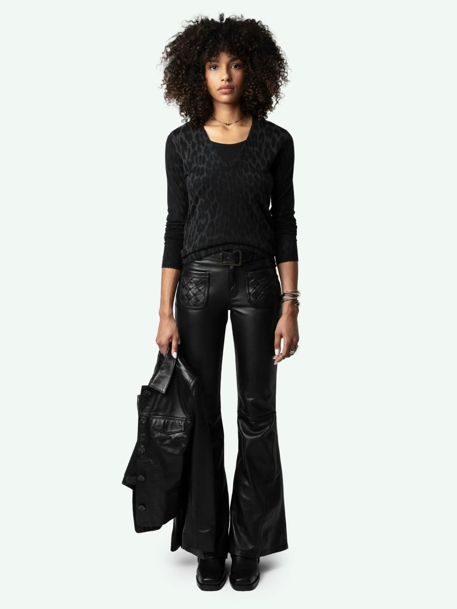 Zadig & Voltaire Rivy Leopard Cashmere Sweater Peaks