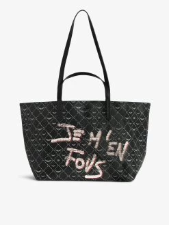 Zadig & Voltaire Z Monogram XL Shopper Graffiti Tote Bag Black