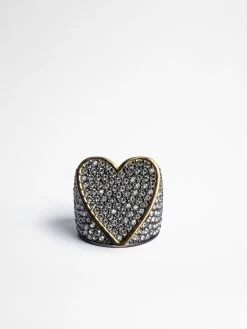 Zadig & Voltaire Idol Strass Ring Shiny Black