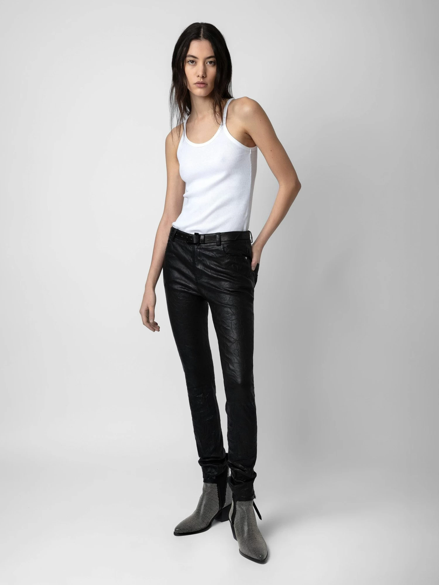 Zadig & Voltaire Phlame Crinkled Leather Pants Black - Image 4