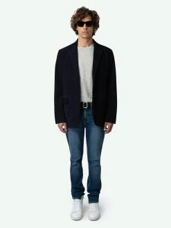 Zadig & Voltaire Valfried Suede Blazer Encre