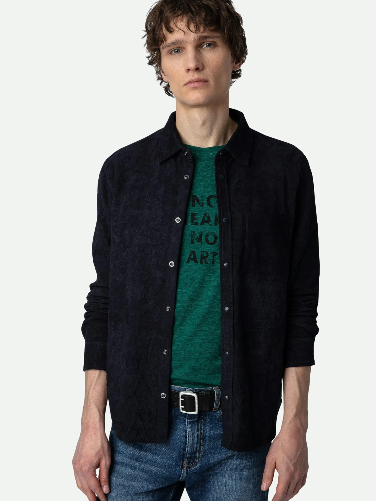 Zadig & Voltaire Serge Suede Shirt Encre - Image 5