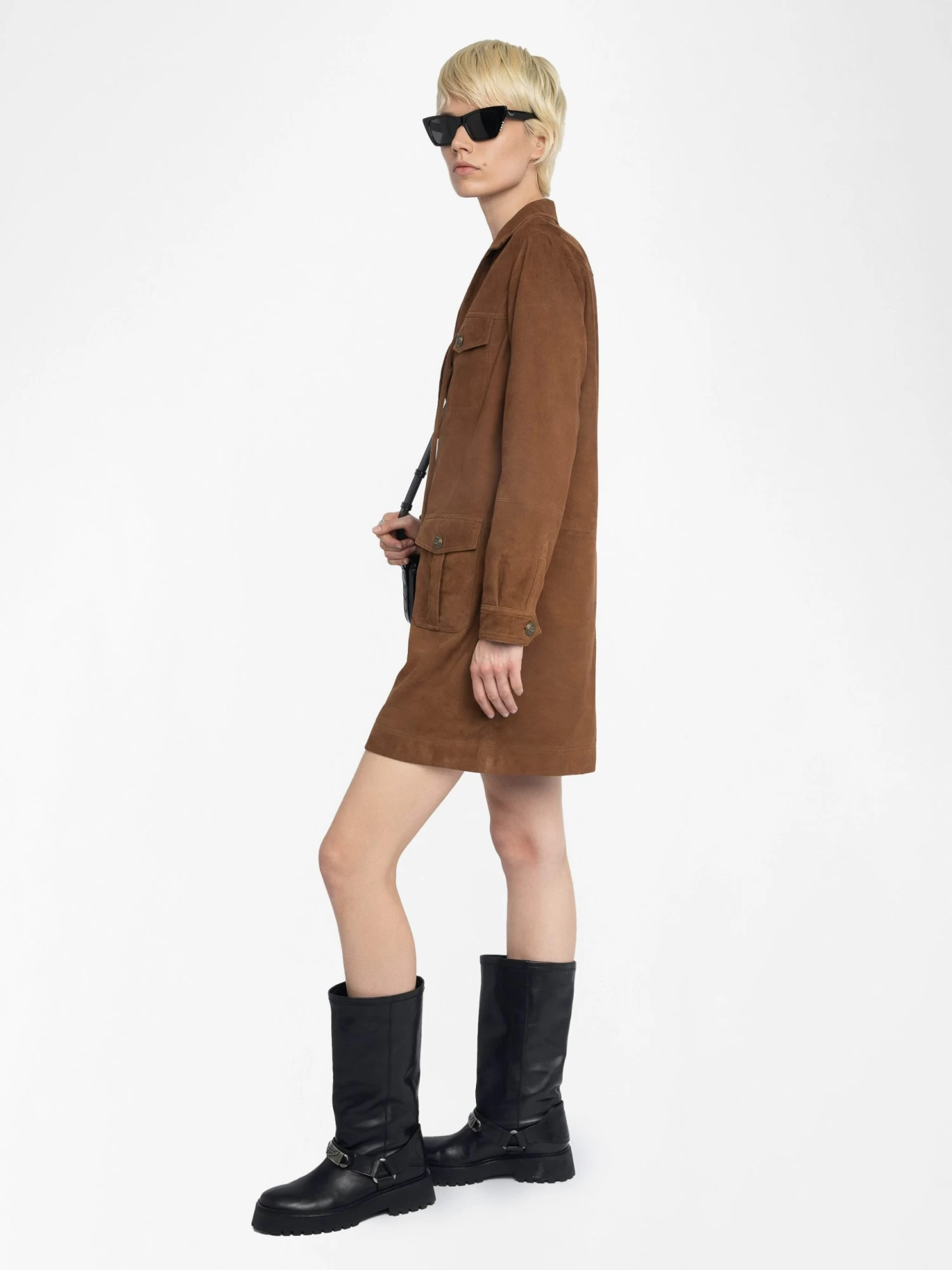 Zadig & Voltaire Remacha Suede Leather Dress Cognac - Image 3