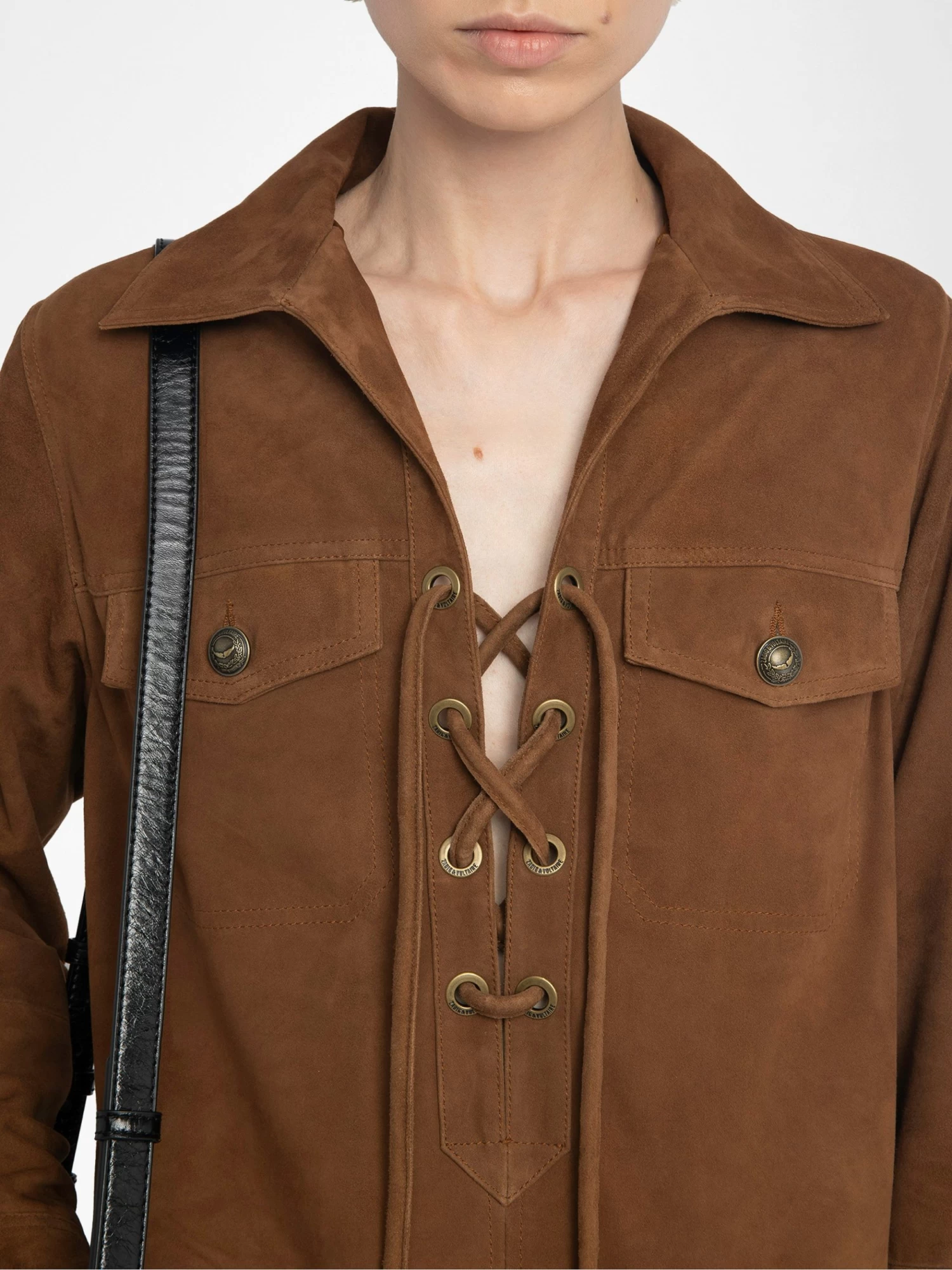 Zadig & Voltaire Remacha Suede Leather Dress Cognac - Image 5