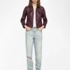 Zadig & Voltaire Liam Leather Jacket Burgundy