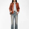 Zadig & Voltaire Lienna Leather Jacket Burn