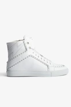 Zadig & Voltaire ZV1747 High Flash Studded Sneakers White