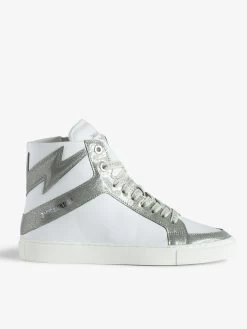 Zadig & Voltaire ZV1747 High Flash High-Top Sneakers Silver