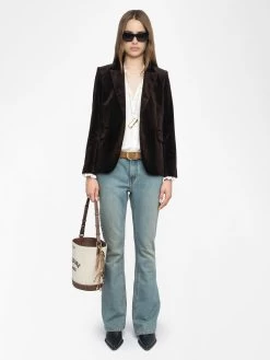 Zadig & Voltaire Vavy Velvet Blazer Dark Chocolate