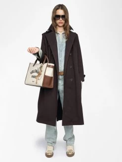 Zadig & Voltaire Kenar Trench Coat Dark Chocolate