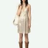 Zadig & Voltaire Rayonna Pleated Satin Dress Gold