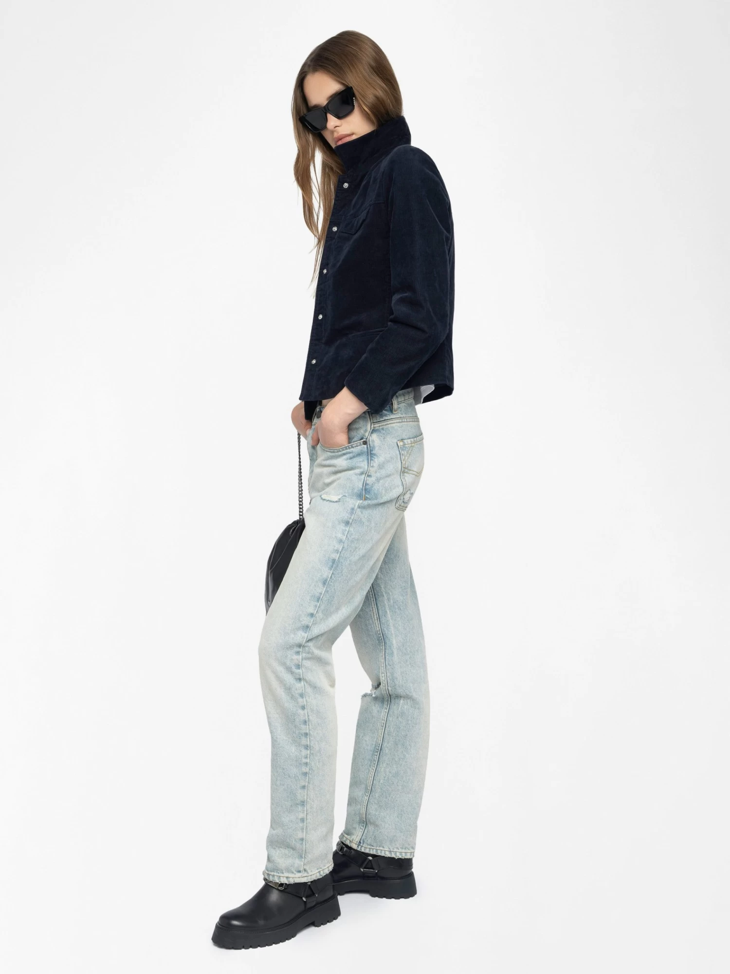 Zadig & Voltaire Liam Women's Blue Corduroy Jacket Encre - Image 5