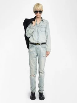 Zadig & Voltaire Saby Denim Shirt Light Blue