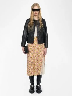 Zadig & Voltaire Jayla Womens Floral Midi Skirt Ecru