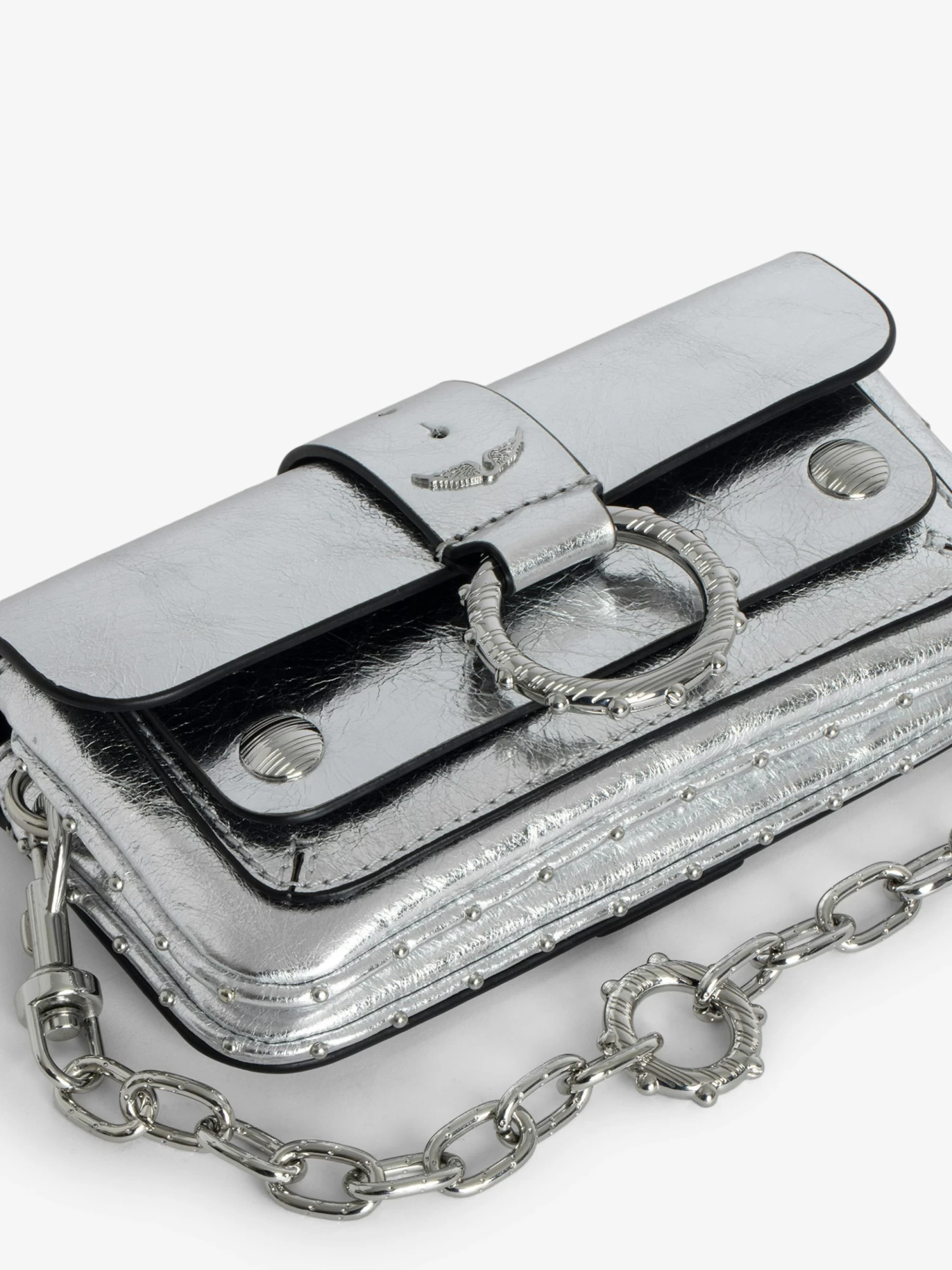 Zadig & Voltaire Kate Wallet Vintage Metal Bag Silver - Image 3
