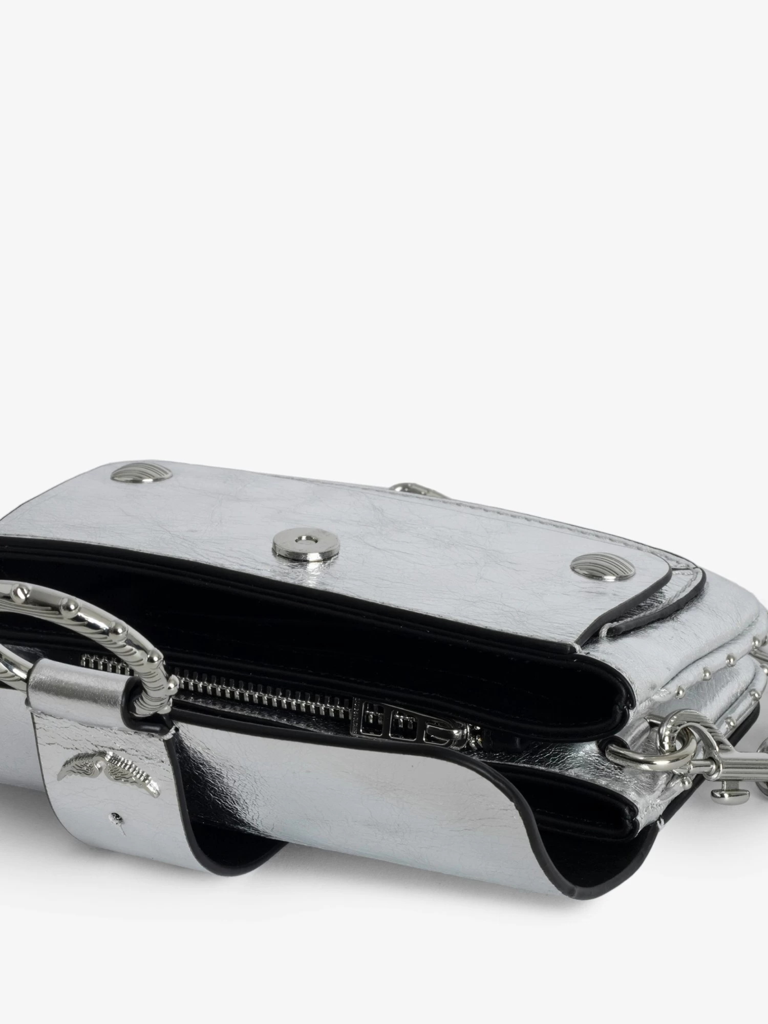 Zadig & Voltaire Kate Wallet Vintage Metal Bag Silver - Image 5