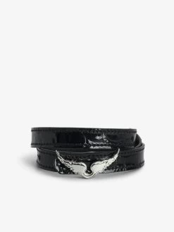Zadig & Voltaire Rock Leather Bracelet Black