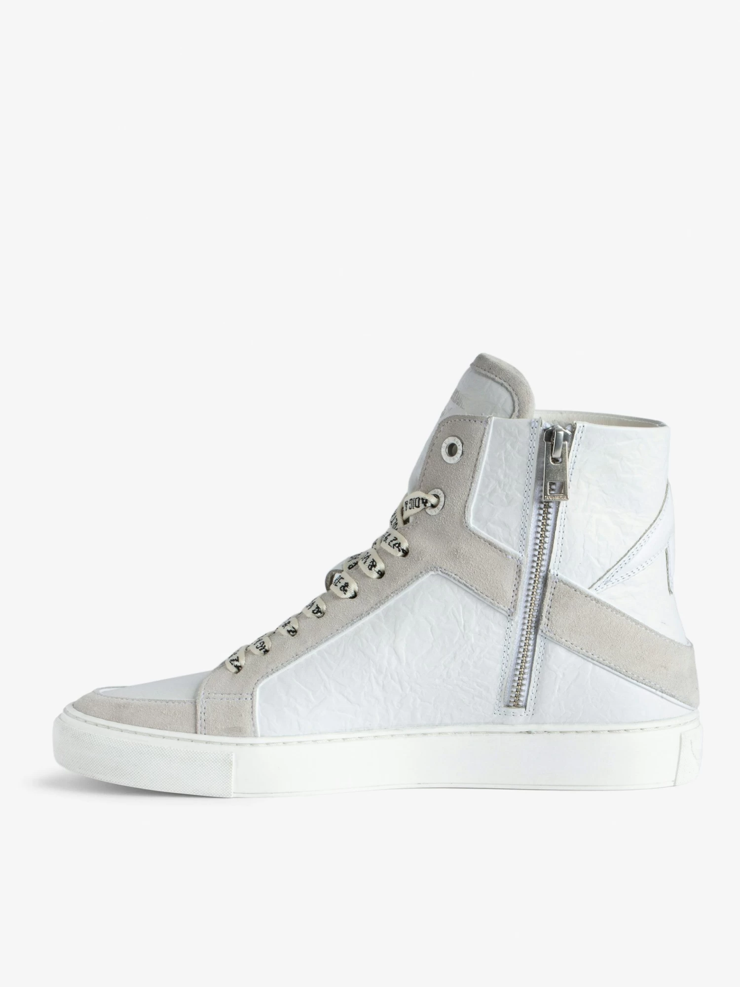 Zadig & Voltaire ZV1747 High Flash High-Top Crinkled Sneakers White - Image 2
