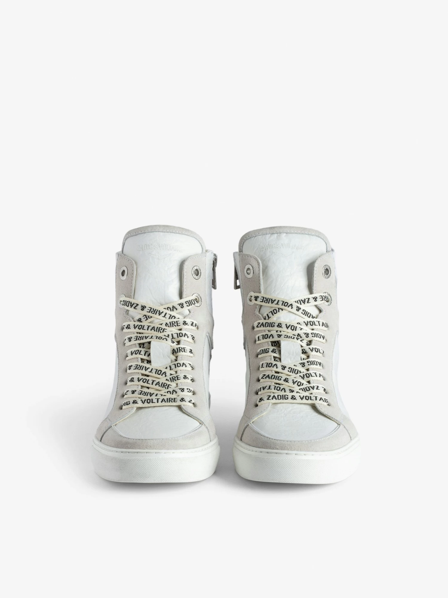 Zadig & Voltaire ZV1747 High Flash High-Top Crinkled Sneakers White - Image 3
