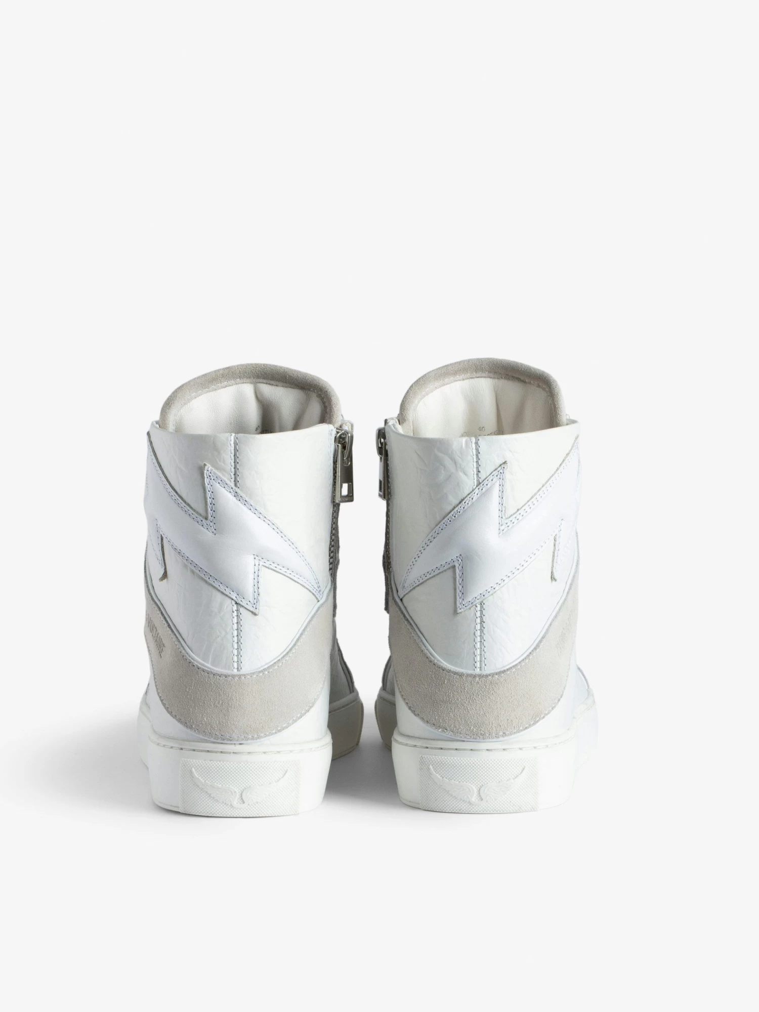 Zadig & Voltaire ZV1747 High Flash High-Top Crinkled Sneakers White - Image 4