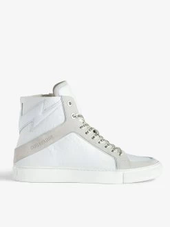Zadig & Voltaire ZV1747 High Flash High-Top Crinkled Sneakers White