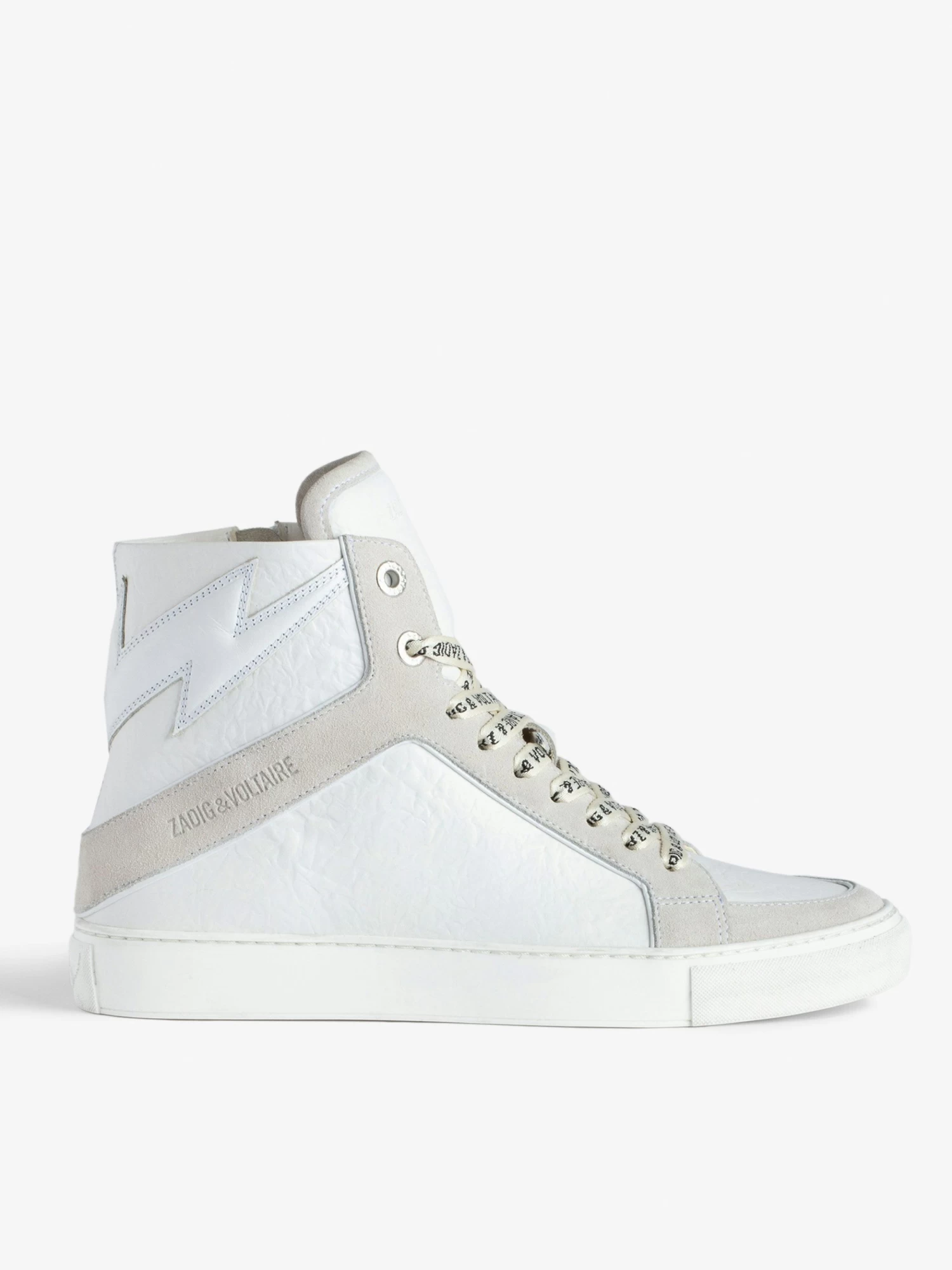 Zadig & Voltaire ZV1747 High Flash High-Top Crinkled Sneakers White