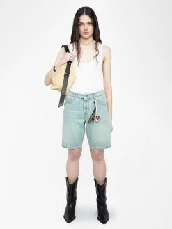 Zadig & Voltaire Sady Women's Denim Bermuda Shorts Light Blue