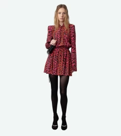 Zadig & Voltaire Ryde Leopard Silk Dress Rose