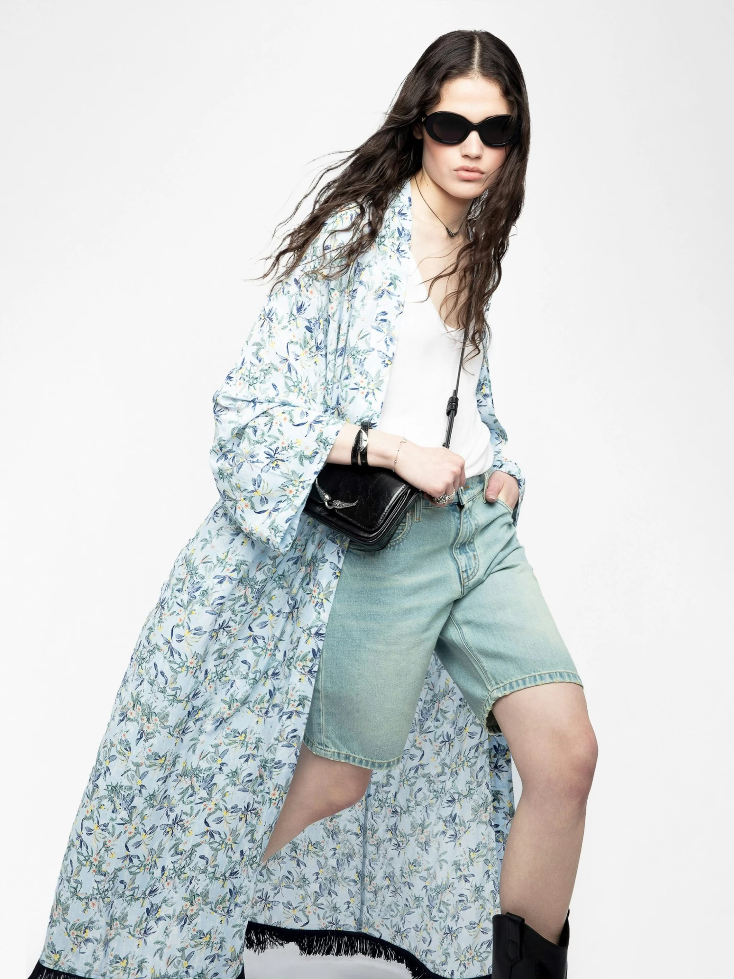 Zadig & Voltaire Long Viscose Floral Blue Kimono Cloud - Image 3