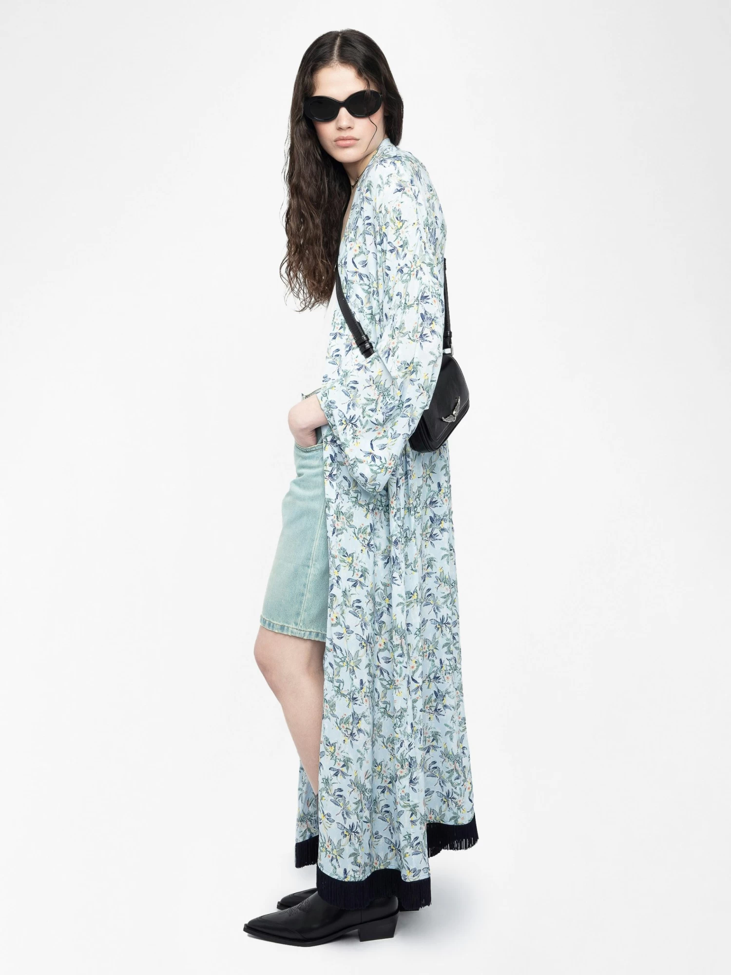 Zadig & Voltaire Long Viscose Floral Blue Kimono Cloud - Image 4
