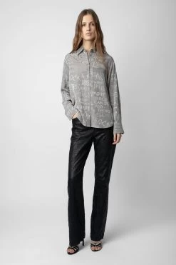 Zadig & Voltaire Morning Jacquard Silk Shirt Gris Moyen